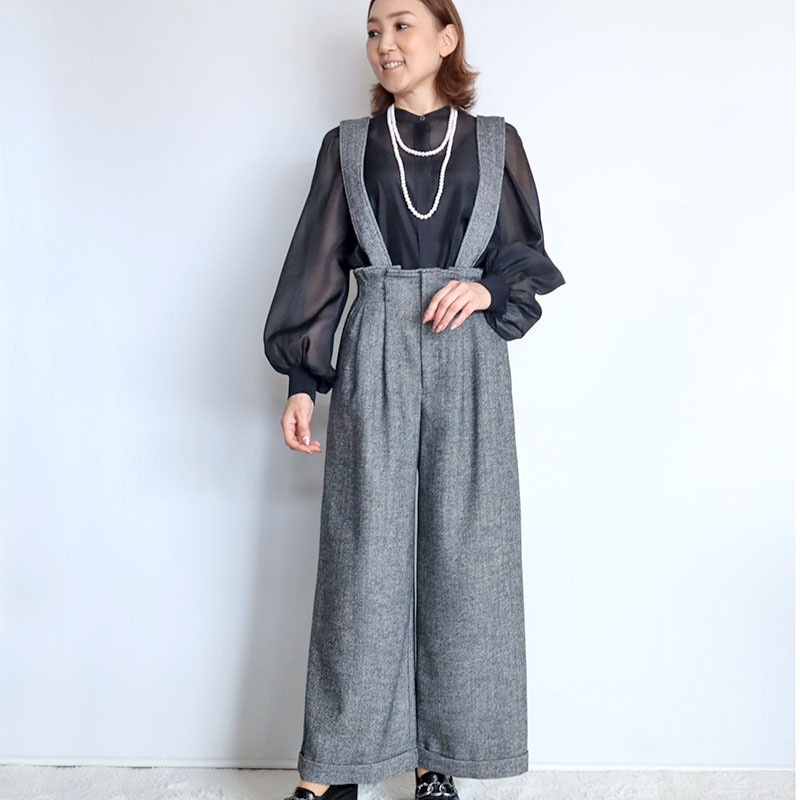 サスペンダー付ヘリボーンワイドパンツ/Mia 9344｜Mia｜フォルテシモ