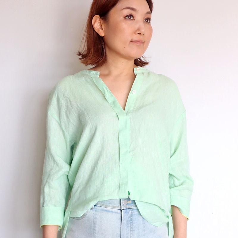 リネンノーカラーシャツ/BLUE FRONCE 9520｜BLUE FRONCE