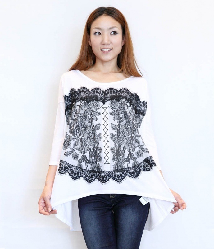 後ろ下がりＴシャツ（レース）/Re.Verofonna　4419　【30％OFF】|Re.Verofonna