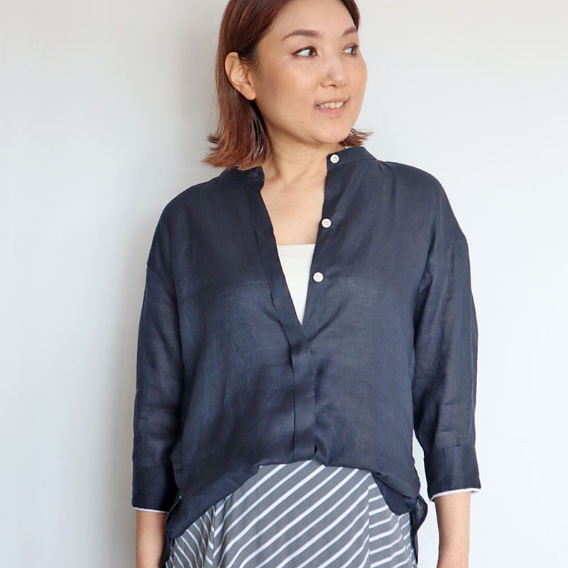 リネンノーカラーシャツ/BLUE FRONCE 9520｜BLUE FRONCE
