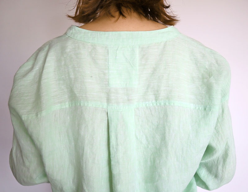 新品□BLUE FRONCE/ リネンブラウス Blue fronce ブルーフロンセ バックカシュクールリネンブラウス