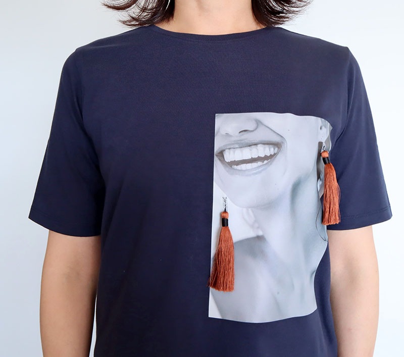 トロンプルイユフリンジピアスTシャツ/COOMB 8648｜Coomb