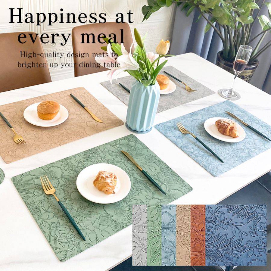 コピーランチョンマット レザー 革 おしゃれ 両面 2way 洗える 撥水