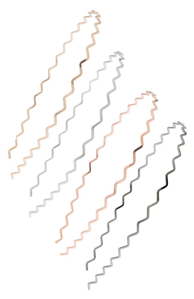 メタル ウェイビー ヘッドバンド 4本セット (ゴールド/シルバー/ローズゴールド/ガンメタル)