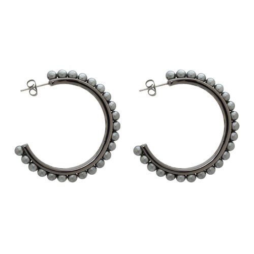 パール フープ ピアス (グレー/ガンメタル)