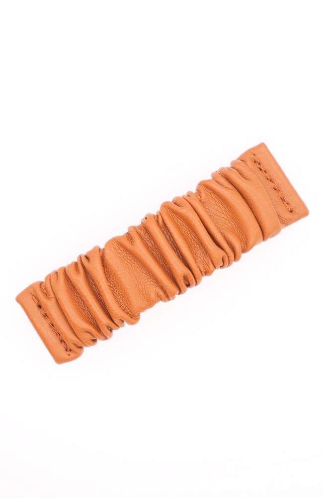 レザー スクランチー バレッタ （ブラウン）