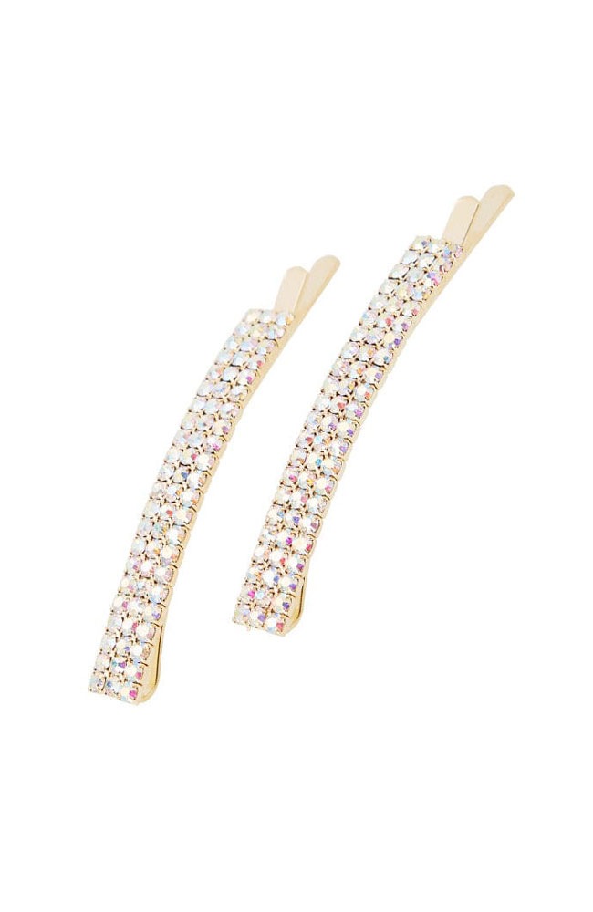 ワイド クリスタル ボビー ピン 2個セット (シルバー)