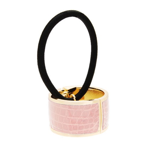 スモール インレイ アリゲーター カフ ポニー (マットペイルピンク)