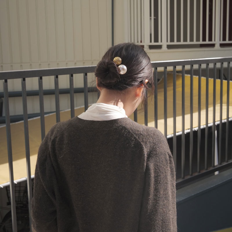 パール スパイラル スクリューピンL (クリーム/ゴールド)