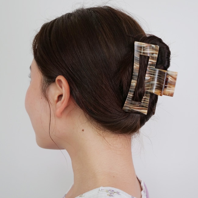 France luxe ラージ カットアウト レクタングル ジョー ヘアクリップ ラージ カットアウト レクタングル ジョー （キャラメルスワール