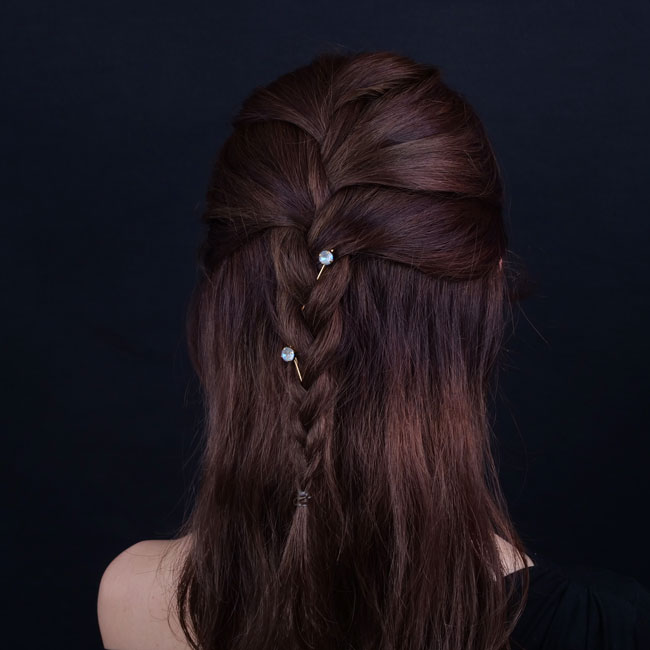 リトル ジェム クリスタル ボビー ピン (シリーングレー)