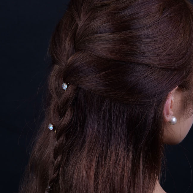 リトル ジェム クリスタル ボビー ピン (シリーングレー)