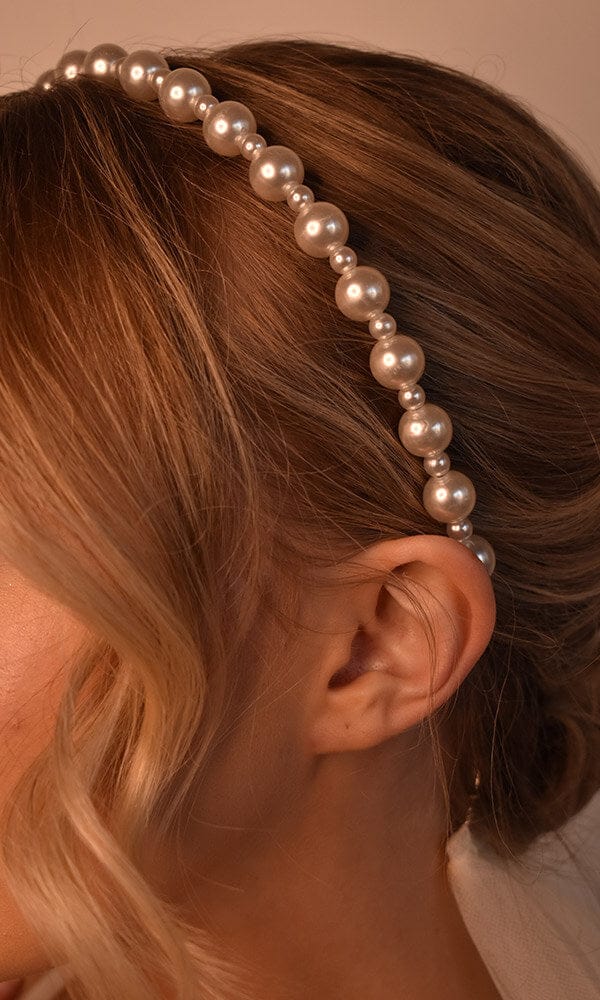 スタッズ パール ヘッドバンド (パール/シルバー)