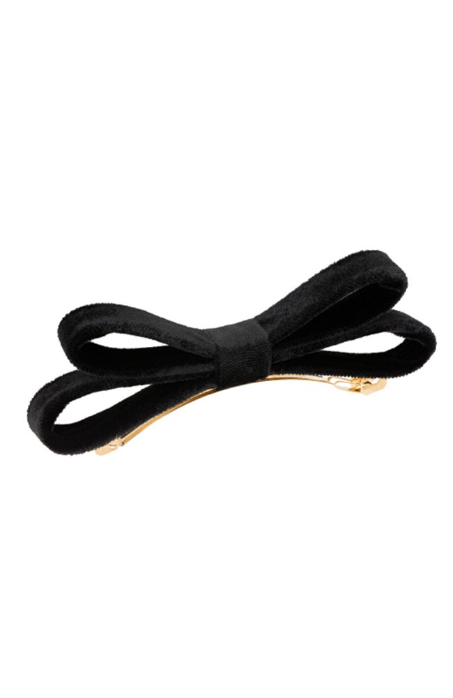 ベロア スモール クチュール ボウ バレッタ (ブラック)