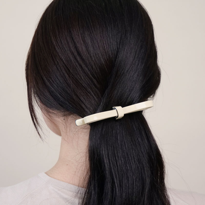 リボン ボウ バレッタ (モカ ラテ)