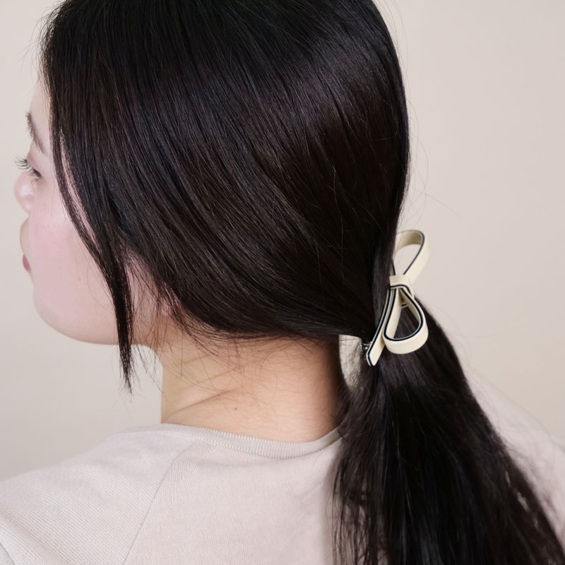 リボン ボウ バレッタ (モカ ラテ)