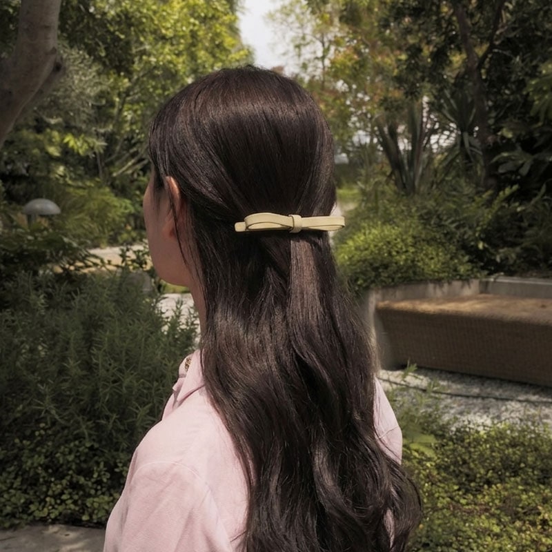 リボン ボウ バレッタ (モカ ラテ)