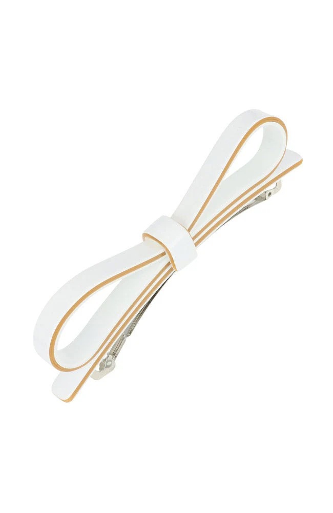 リボン ボウ バレッタ (バニラ ラテ)