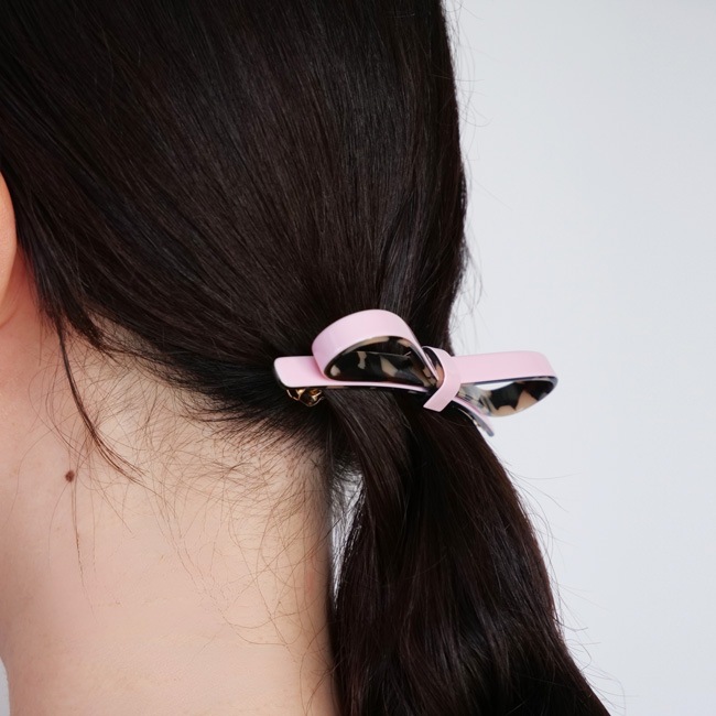 リボン ボウ バレッタ （ローズ/アイボリートーキョー）