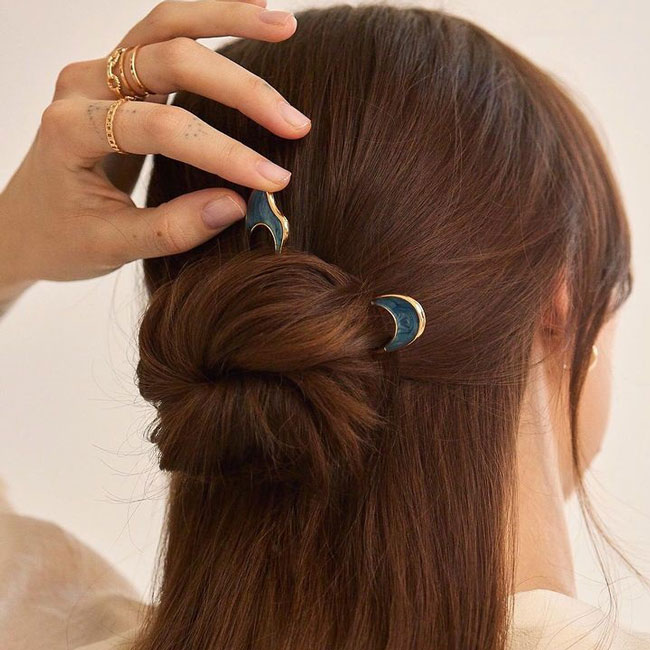 ムーンミスト メタル シニヨン ピン (ブルー)