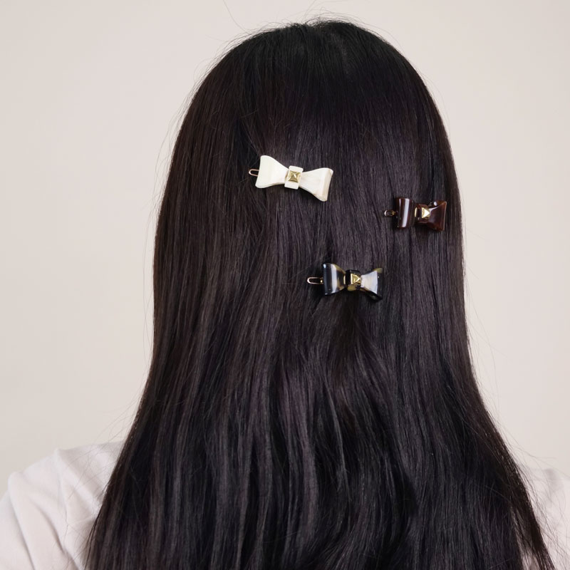 スモール スタッズ ボウ ボビー ティージ ボウル バレッタ （タートイズ）