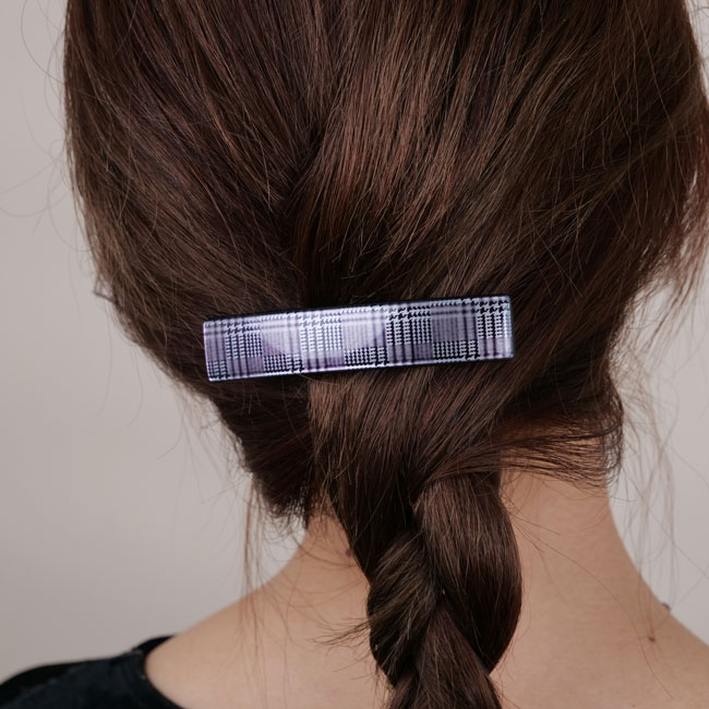 レクタングル バレッタ (プレイドブラック)