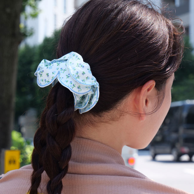 FRANCE LUXEミディアム スクランチー シルク シャルムーズ ピューター ミディアム スクランチー (シルク シャルムーズ モーニングタン