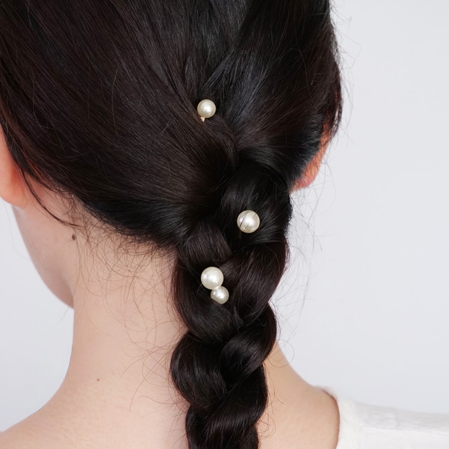 ボールド パール ボビー ピン 3個セット （ゴールド）