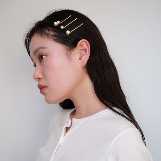 ボールド パール ボビー ピン 3個セット （ゴールド）