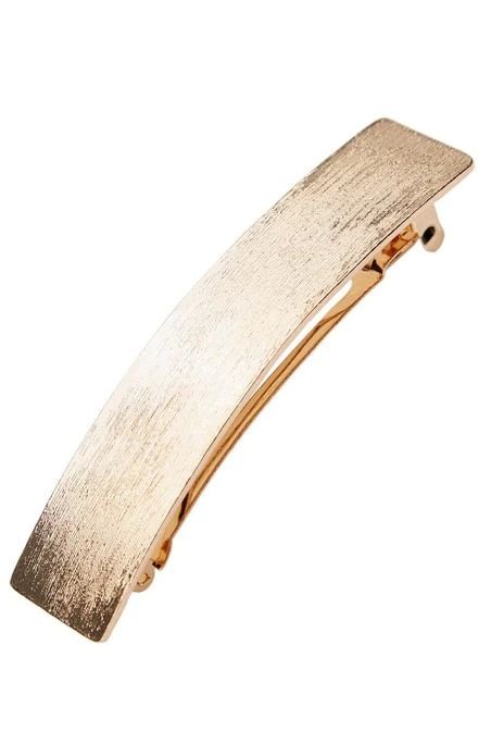 テクスチャード メタル レギュラー バレッタ (ゴールド)