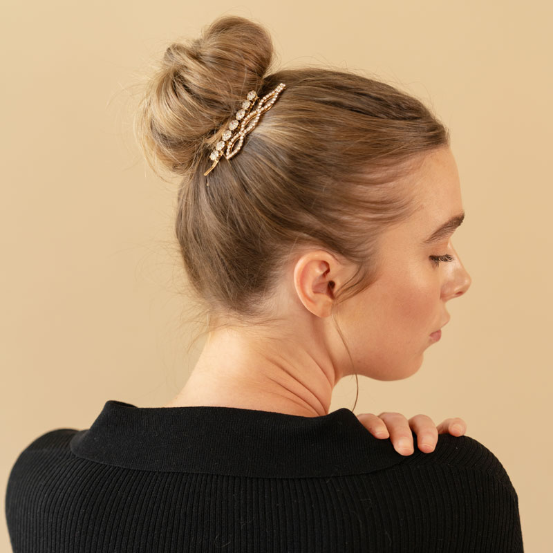 クリスタル ボビー ピン ４本セット (クリスタル/ゴールド)