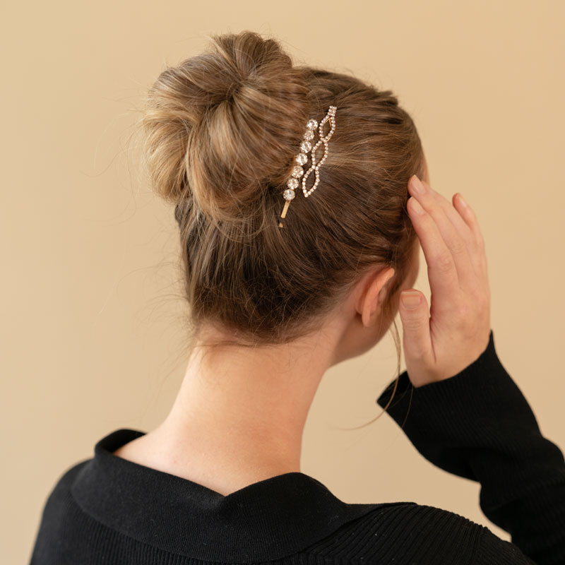 クリスタル ボビー ピン ４本セット (クリスタル/ゴールド)