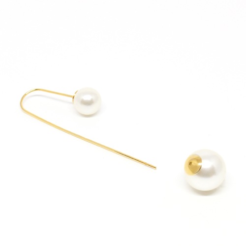 ダブル パール ドロップ ピアス (グレー/ガンメタル)