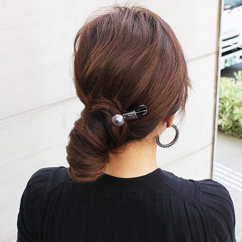 メイクオーバー ピンチ クリップ ウィズパール (グレー/ガンメタル)