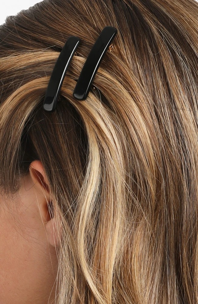 ミニ レクタングル バレッタ 2個セット (オニキス)