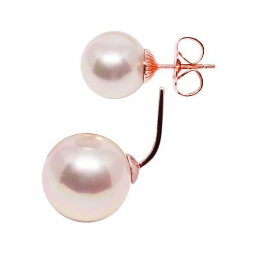 ダブル パール ツーウェイ ピアス (ローズゴールド/ローズゴールド)