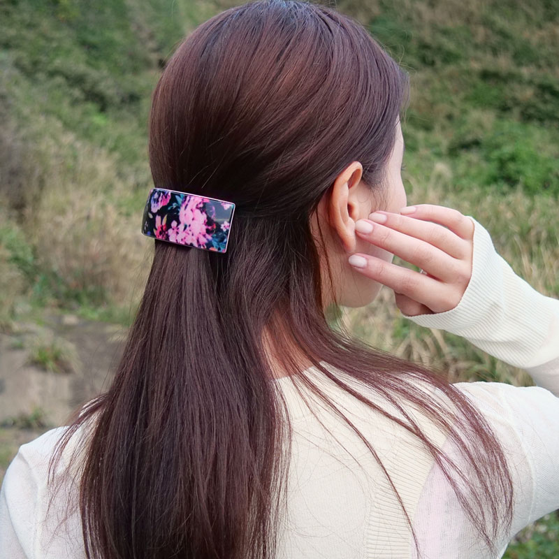 【FRANCE Luxe×hanky panky】レクタングル ボリューム バレッタ & プリンテッド ロー ライズ タンガ (ピオニー/ピンク)