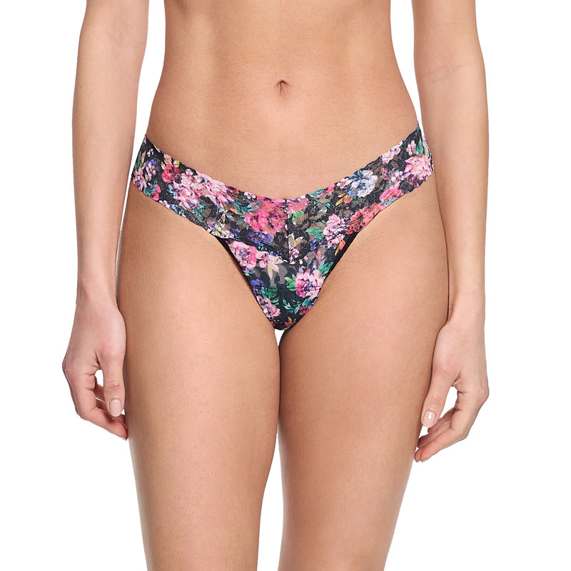 【FRANCE Luxe×hanky panky】レクタングル ボリューム バレッタ & プリンテッド ロー ライズ タンガ (ピオニー/ピンク)