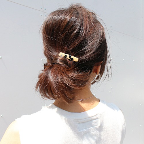 ミニ レクタングル バレッタ 2個セット (ナクロブラック)