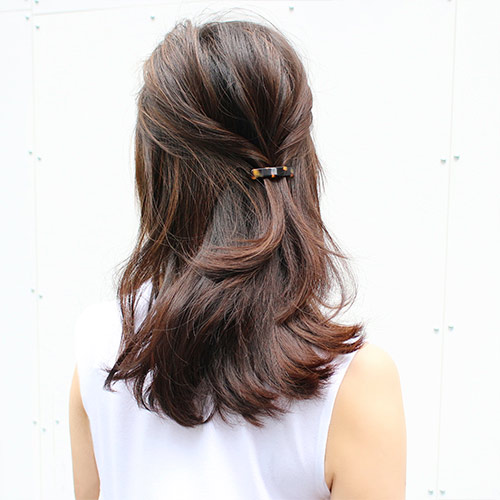 ミニ レクタングル バレッタ 2個セット (ナクロブラック)