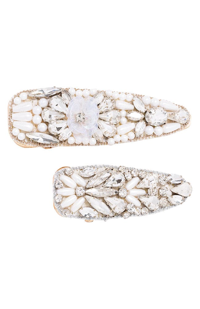 ブリング ピンチ クリップ 2個セット (クリスタル/パール)