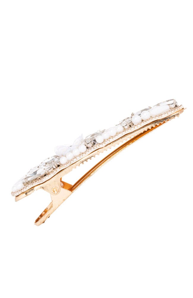 ブリング ピンチ クリップ 2個セット (クリスタル/パール)