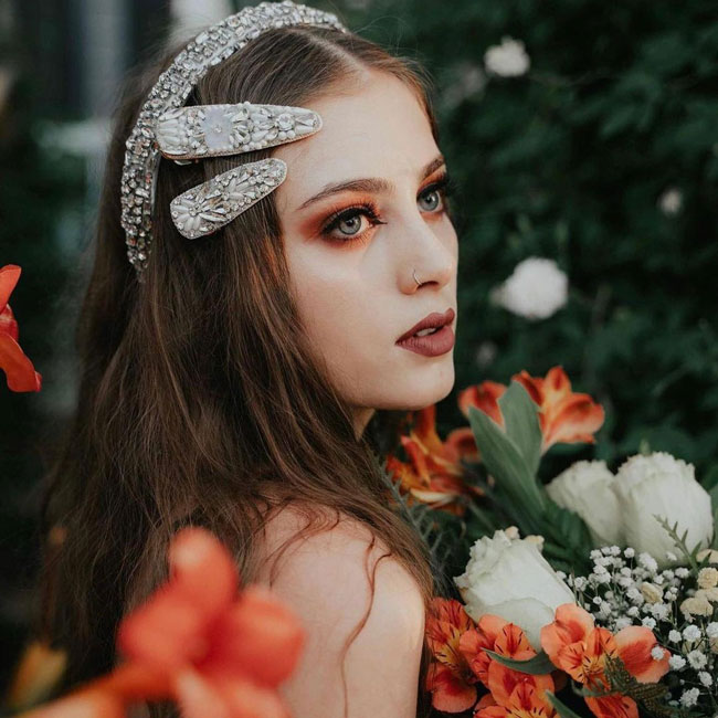 ブリング ピンチ クリップ 2個セット (クリスタル/パール)