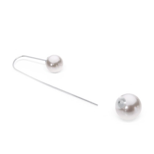 ダブル パール ドロップ ピアス (ホワイトアッシュ/シルバー)