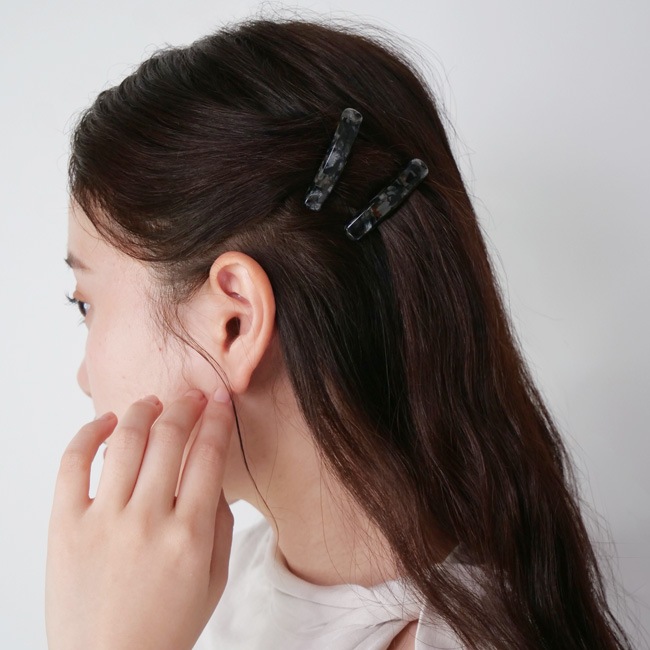 ＜オンラインショップ 限定商品＞ミニ レクタングル バレッタ ２個セット （パヴロバ ブラック）