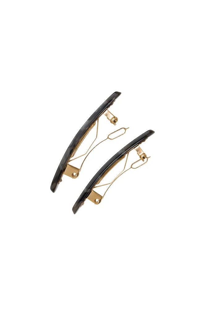 ＜オンラインショップ 限定商品＞ミニ レクタングル バレッタ ２個セット （パヴロバ ブラック）