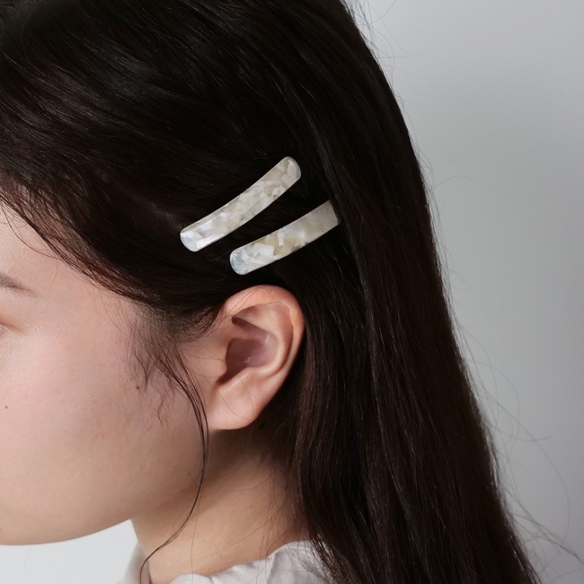 <オンラインショップ 限定商品>ミニ レクタングル バレッタ 2個セット (パヴロバ ホワイト)