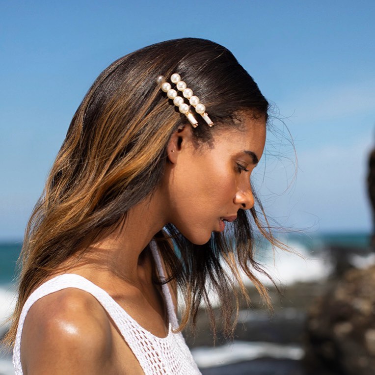 エッタ パール ピンチ クリップ (クリーム/ゴールド)