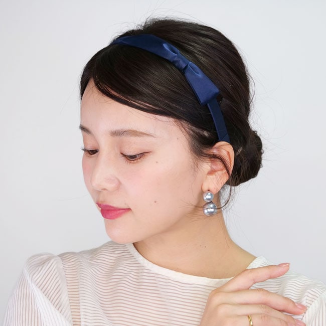 1/2 バミューダ ボウ ヘッドバンド (シルク シャルムーズ ネイビー)