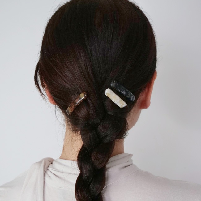 ＜オンラインショップ 限定商品＞ミニ レクタングル バレッタ ２個セット （パヴロバ ブラウン）